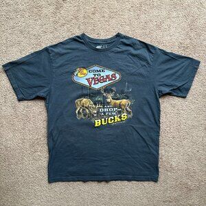 Bass Pro Shop Shirt Mens Large Short Sleeve Tee Grey Spellout Vegas Crewneck